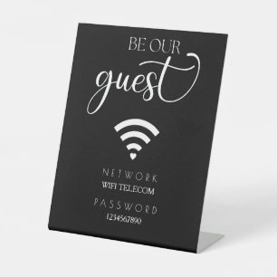 Black Minimalist Modern WiFi Password Wedding Sign