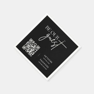 Black Minimalist Modern WiFi Password Wedding Sign Napkin