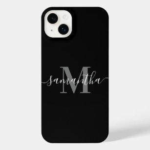 Black Minimalist Monogram iPhone 14 Plus Case
