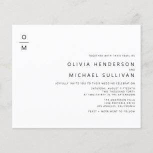 Black Minimalist Monogram Wedding Invitation