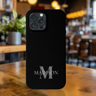 Black Minimalist Monogrammed iPhone 13 Pro Max Case