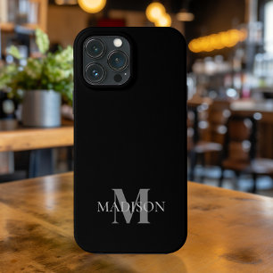 Black Minimalist Monogrammed iPhone 13 Pro Max Case