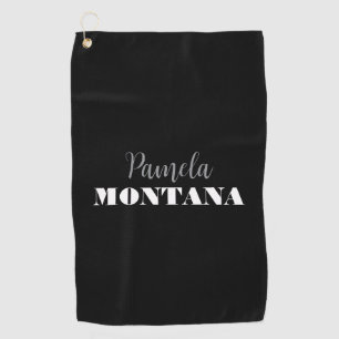 Black Minimalist Personal Modern Golf Towel