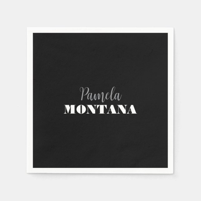 Black Minimalist Personal Modern Napkin (Front)