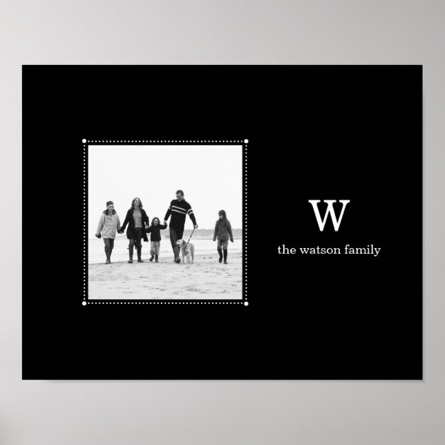 Black Minimalist Personalized Photo Mat Poster (Front)