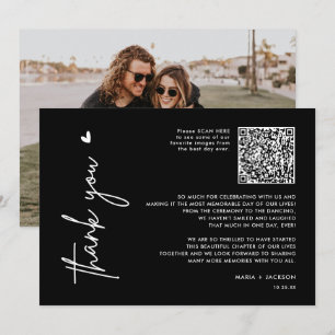 Black Minimalist Photo QR Code Thank You Card