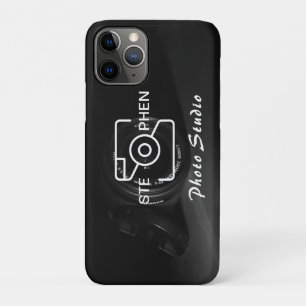 Black Minimalist Photo studio Business Card iPhone 11 Pro Case