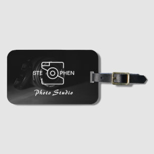 Black Minimalist Photo studio Business Card Luggage Tag