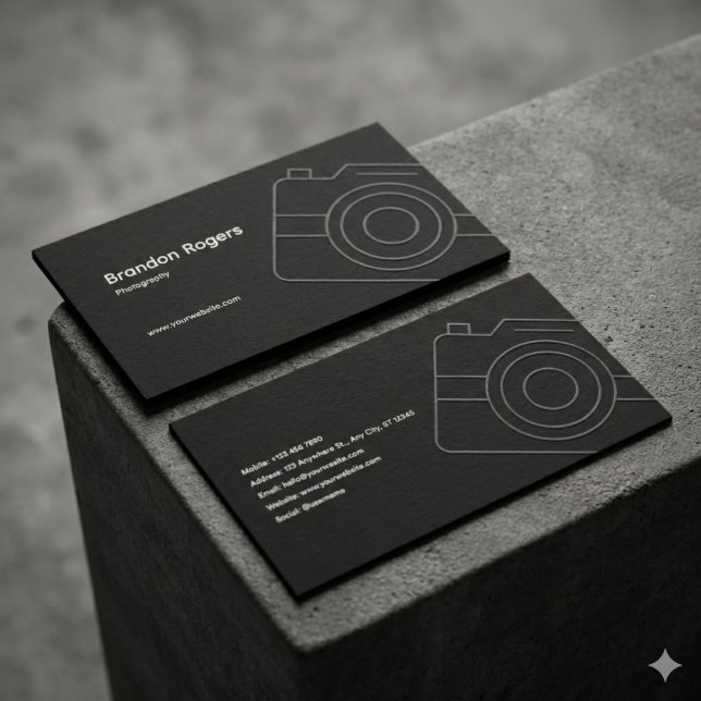 Black Minimalist Photographer Business Card (Creator Uploaded)