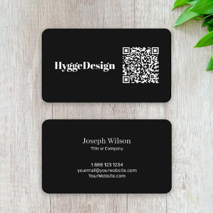 Black Minimalist Professional Custom QR Code Business Card