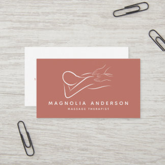 Black Minimalist Professional Massage Therapist B Business Card