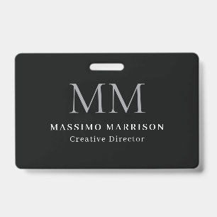 Black Minimalist Professional Monogrammed Badge