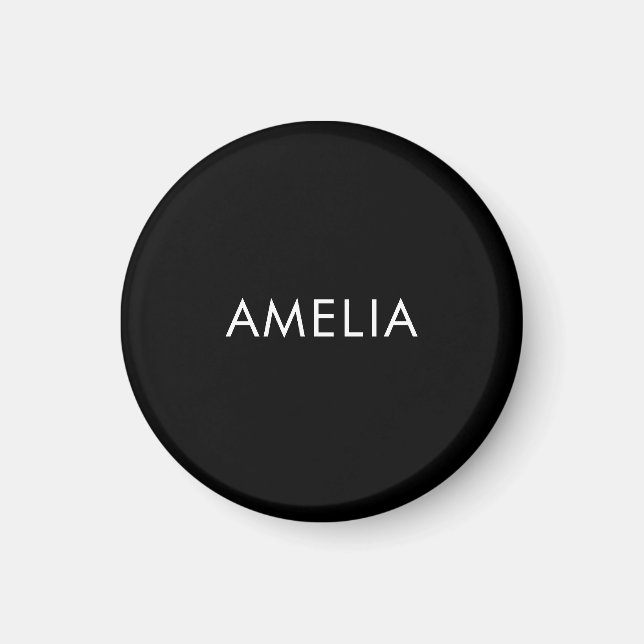 Black Minimalist Professional Plain Simple Name Magnet (Front)