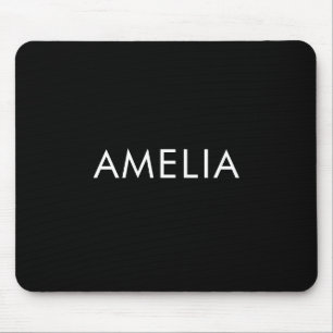 Black Minimalist Professional Plain Simple Name Mouse Pad