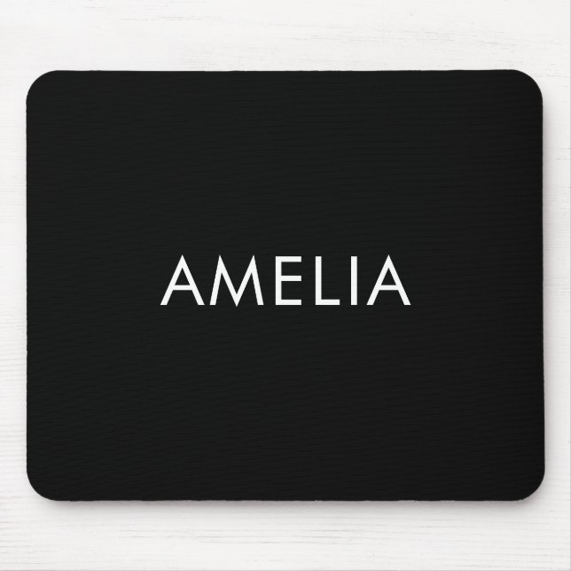 Black Minimalist Professional Plain Simple Name Mouse Pad (Front)