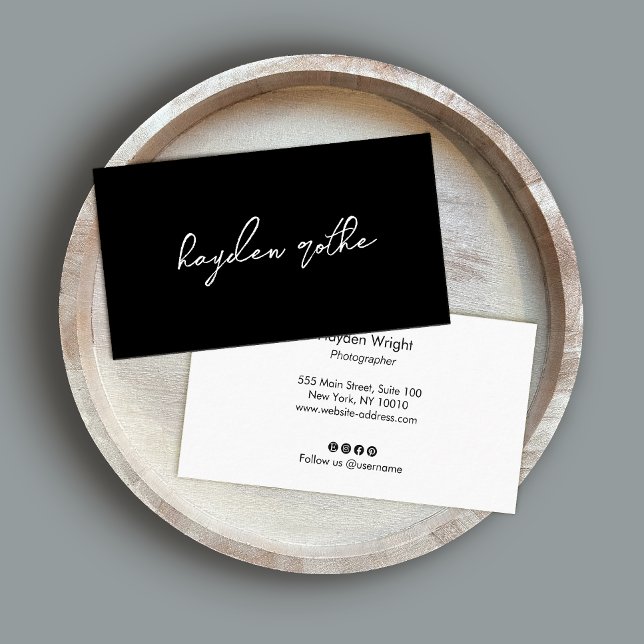 Black Minimalist Professional Script Font Name  Business Card (Creator Uploaded)