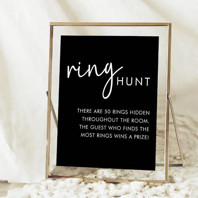 Black Minimalist Script Bridal Shower Ring Hunt Poster (Creator Uploaded)