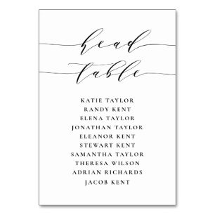 Black Minimalist Script Head Table Wedding Number