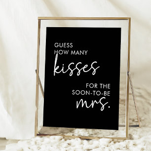 Black Minimalist Script How Many Kisses Game Poster