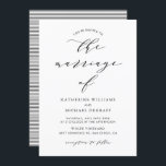 Black Minimalist Script Wedding Invitation<br><div class="desc">Simple and elegant wedding invitation featuring script,  bold typography and stripes pattern.</div>