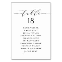 Black Minimalist Script Wedding Seating Plan