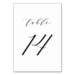 Black Minimalist Script Wedding Table Number 14