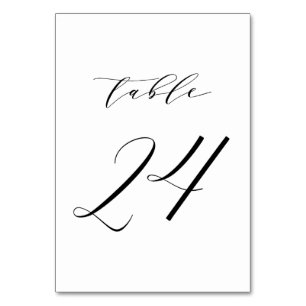Black Minimalist Script Wedding Table Number 24