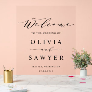 Black Minimalist Script Wedding Welcome Acrylic Sign