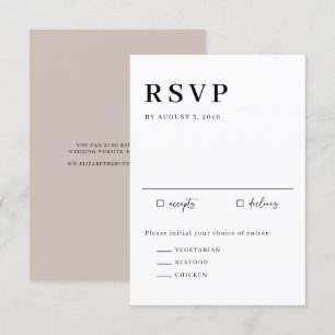 Black Minimalist Serif Script Typography Wedding RSVP Card