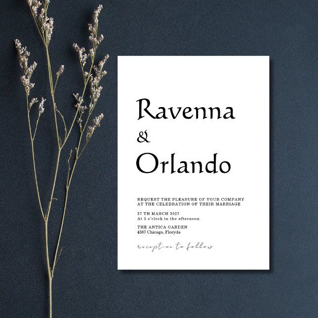 Black Minimalist Simple Modern Wedding Invitation (Creator Uploaded)