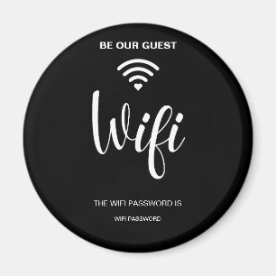 Black Minimalist Simple Wifi Password  Magnet