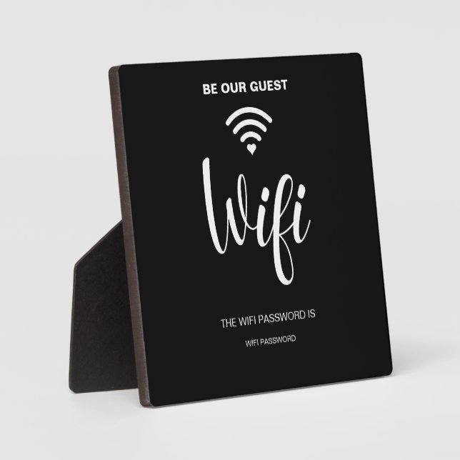 Black Minimalist Simple Wifi Password  Plaque (Front)