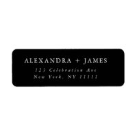 Black Minimalist Text Modern Return Address Label