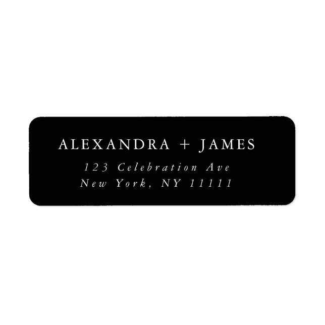 Black Minimalist Text Modern Return Address Label (Front)