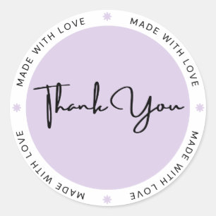 Black Minimalist Thank You Round Sticker