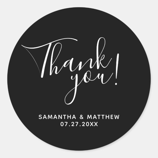 Black Minimalist Thank You Wedding Envelope Seal (Front)