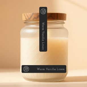 Black Minimalist Thin Candle Logo Seal Labels