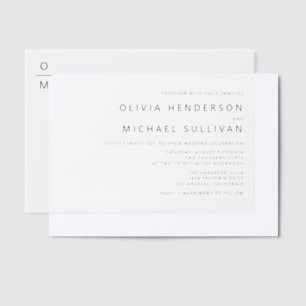 Black Minimalist Typography Monogram Wedding Vellum Invitations