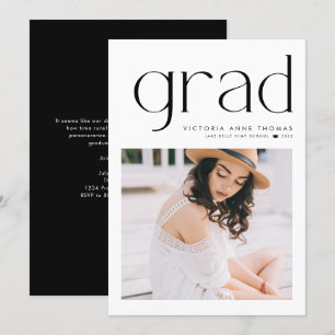Black Minimalist Typography Photo Graduation Announcement