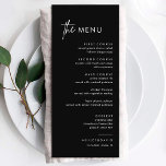 Black Minimalist Wedding Dinner Menu<br><div class="desc">Minimalist Wedding Menu Cards | Modern Menu,  Wedding Dinner Menu,  Rustic Let's Eat Wedding Dinner and Drinks Menu,  Simple Calligraphy Rustic Wedding Menus Wedding Menus,  Rustic Wedding Menu,   Wedding Table Menu</div>