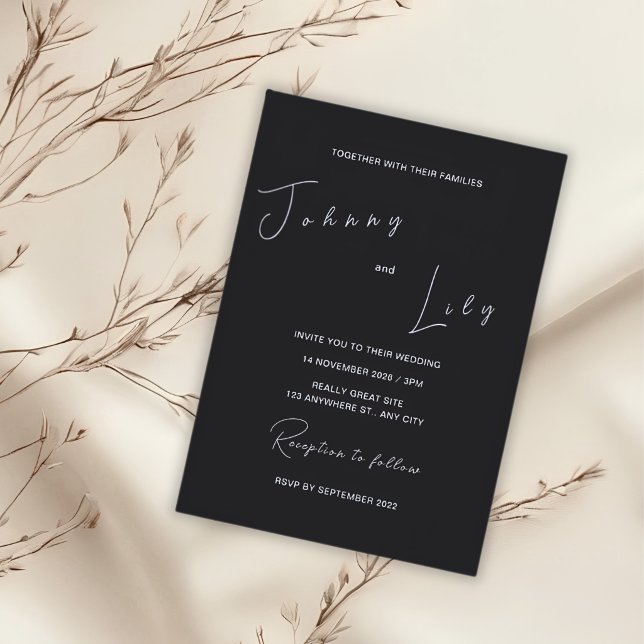 Black Minimalist Wedding Invitation  (Creator Uploaded)