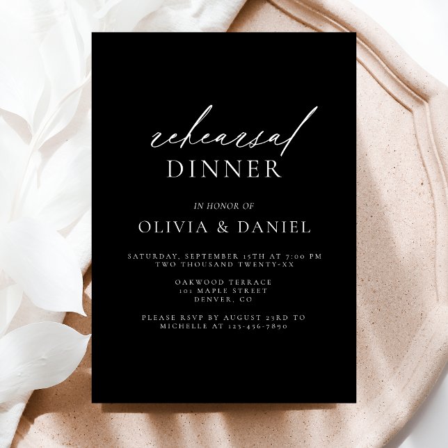 Black Minimalist Wedding Rehearsal Dinner Invitation (Creator Uploaded)