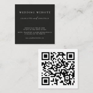 Black Minimalist Wedding Website QR Code Enclosure