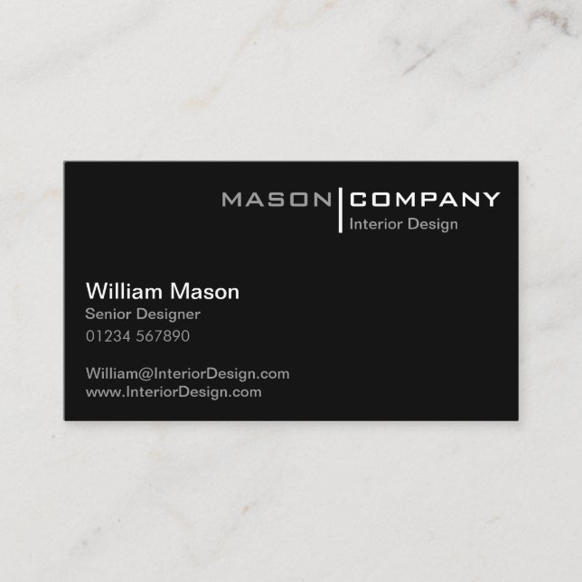Black Minimalistic Corporate Business Card (Front)