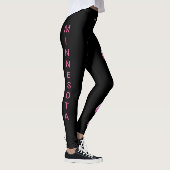 Black Minnesota State Lady Slipper Flower Leggings (Right)