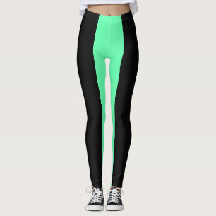 Black/Mint Colour block Women's Leggings