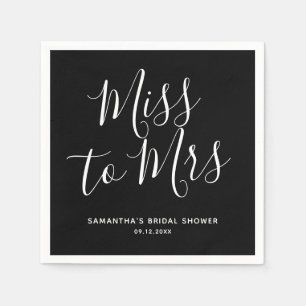 Black Miss to Mrs Simple Chic Boho Bridal Shower Napkin