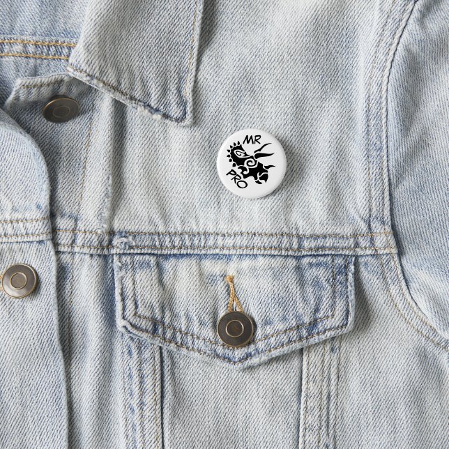 Black Mister Pro Triceratops Skilled Ancient  1 Inch Round Button (In Situ)