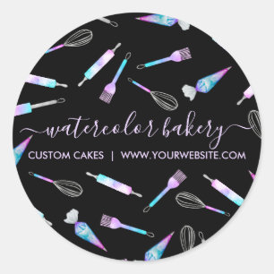 Black Mix Colour Hologram Bakery Classic Round Sticker