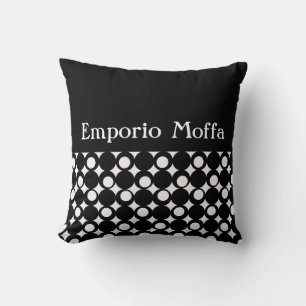 Black Mod Ball Design @ Emporio Moffa w/text Throw Pillow